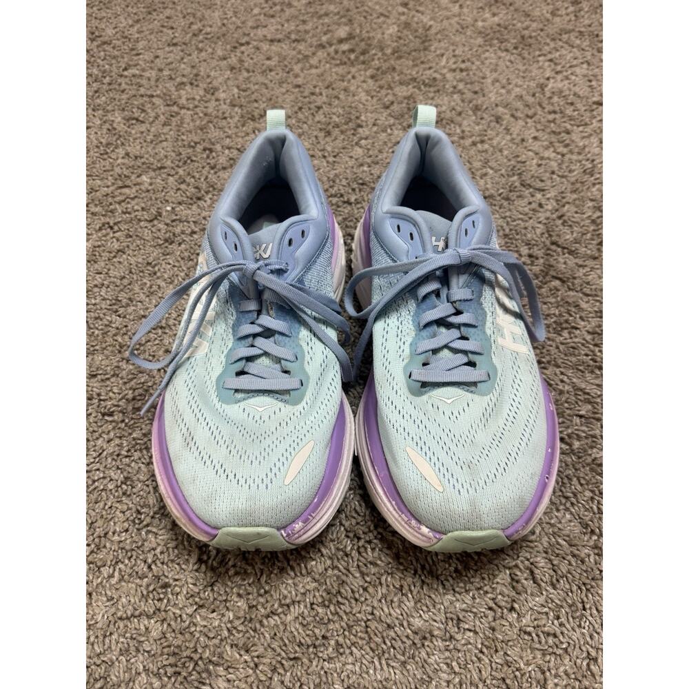 HOKA ONE ONE Bondi 8 Running Shoes Chalk Violet Pastel Lilac Sneaker Sz 8 Wide - Picture 3 of 11